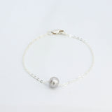 Grey Pearl on Silver Chain Bracelet