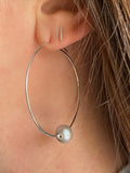 Grey Pearl Hoop Earrings