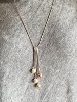 Pearls on Silver Bones Necklace