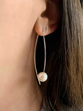 White Pearl Cross-Over Earrings (large)