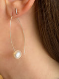 White Pearl Hook Earrings (large)