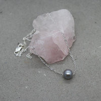 Grey Pearl on Silver Chain Necklace
