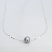 Grey Pearl on Silver Chain Necklace