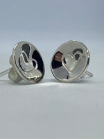 Heart Stamped Silver Dome Earrings