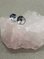 Heart Stamped Silver Dome Earrings