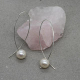White Pearl Cross-Over Earrings (large)
