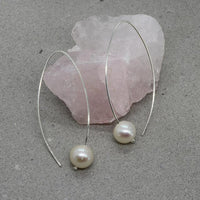 White Pearl Hook Earrings (large)