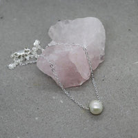 White Pearl on Silver Chain Necklace