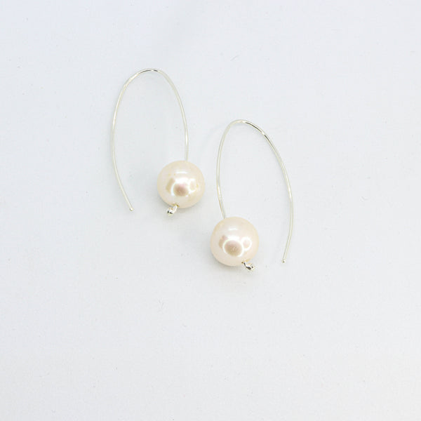 White Pearl Hook Earrings (small)