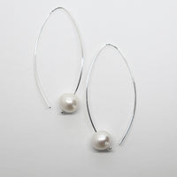 White Pearl Hook Earrings (large)