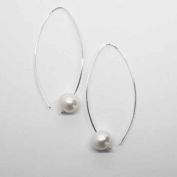 White Pearl Hook Earrings (large)