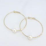 White Pearl Gold Fill Hoop Earrings