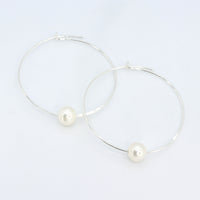 White Pearl Hoop Earrings