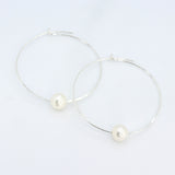 White Pearl Hoop Earrings