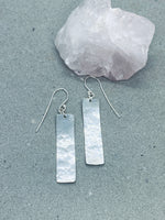 Silver Textured Rectangle Earrings