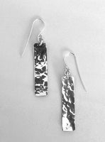 Silver Textured Rectangle Earrings